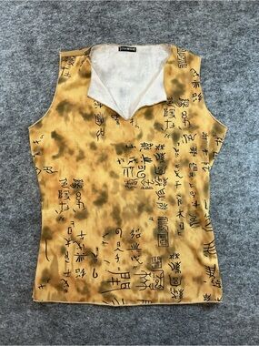 Vintage Luna Chix Tan Printed Sleeveless Top Size S